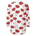 thumbnail image 2 of Guluxicc Valentine's Day Shirts for Women Casual Crewneck 3/4 Length Sleeve T Shirts Fashion Cute Graphic Print Pullover Tops, White, S, 2 of 4