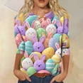 thumbnail image 2 of Easter Top for Women Bunny Eggs Printed 3/4 Sleeve Tops Crewneck Trendy Casual T-Shirts Family Gifts Soft Loose Fit Tunic Tops, #01 Pink, L, 2 of 7