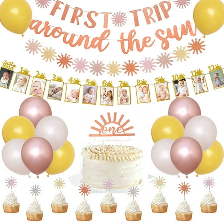 Finypa First Trip Around The Sun Boho Sun Party Banners