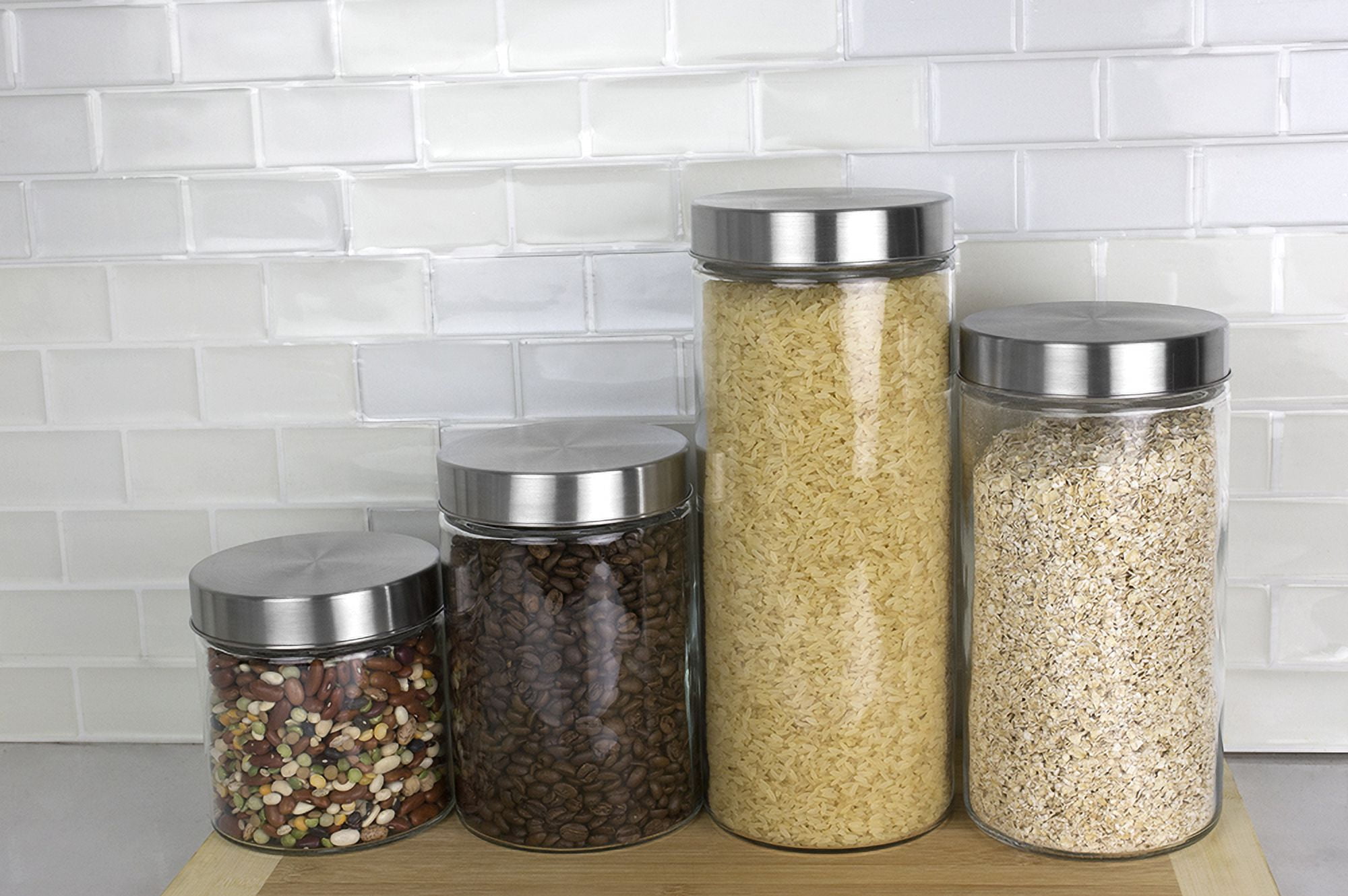 Home Basics Tall Glass Canister with Lid (Clear) | Glass Food Storage  Canister for Dry Pasta, Flour, Trail Mix, and Candy | Kitchen Glass  Containers
