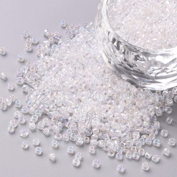 100g Glass Seed Beads Trans. Colors Rainbow Round Clear Size: about 2mm in diameter hole:1mm about 6666pcs/100g