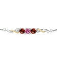 thumbnail image 2 of Gem Stone King 925 Sterling Silver and 10K Yellow Gold Pink Moissanite Red Garnet and White Lab Grown Diamond Tennis Bracelet for Women (2.52 Cttw, Gemstone Birthstone, Fully Adjustable up to 9 inch), 2 of 4