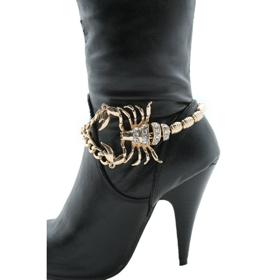 Women Western Boot Bracelet Gold Metal Chains Scorpion Anklet Bling Shoe Charm