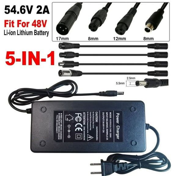 6in1  54.6V 2A Charger Adapter For 48V Battery Electric Bike Scooter Plug