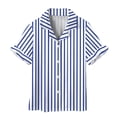 thumbnail image 6 of ITSAME Girls Outfit Set, Button Up Short Sleeve Shirt with Casual Loose Shorts and Pants Kids Home Clothes 3-Piece Blue 11T, 6 of 8