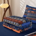 thumbnail image 5 of jejeloiu Bold Border Zipper Full Size Comforter Sets with Fitted Sheet and 2 Pillowcases For Men Women,Tribal Print Zipper Bedding Set,Blue Orange,Navy Blue Reversible,4-Piece, 5 of 7