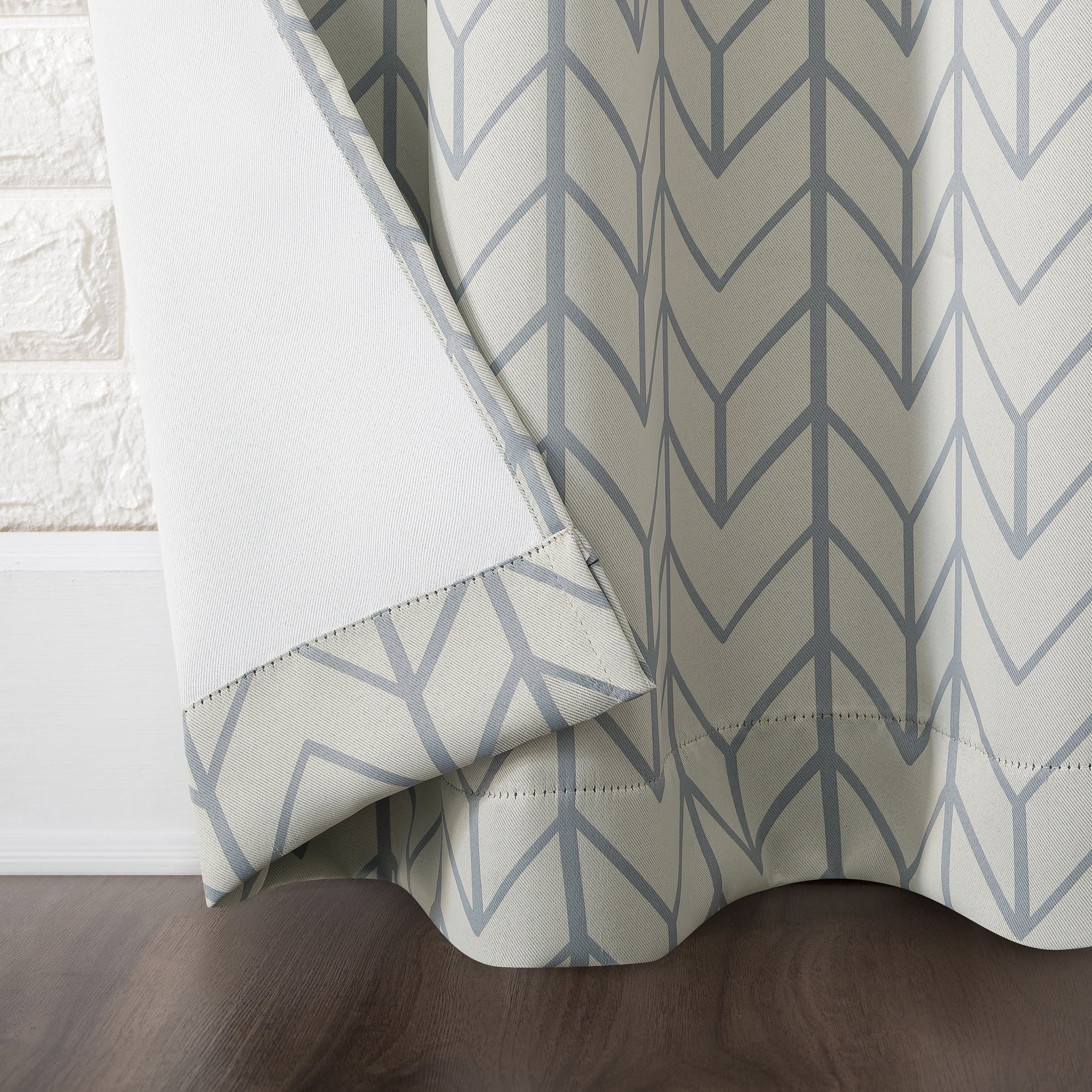Sun Zero Kenwood Chevron Blackout Grommet Curtain Panel, 40" X 95", Stone Gray