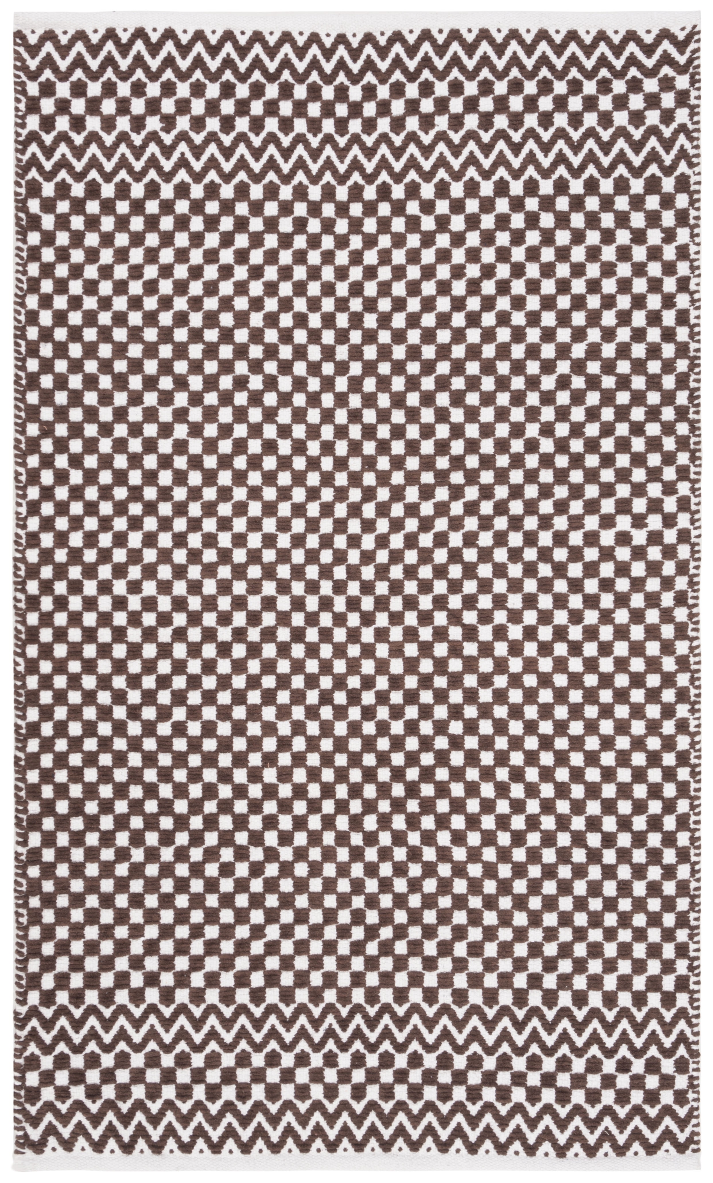 SAFAVIEH Boston Peter Geometric Cotton Area Rug, Brown, 4' x 6'