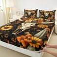 thumbnail image 3 of Manfei Vintage Bull Skull Queen Sheet Sets,Retro Rustic Flower Flat Sheet,Desert Plant Cactus Queen Fitted Sheet For Boys Girls,Microfiber Bedroom Decor,4pcs, 3 of 7
