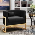 thumbnail image 2 of Velvet Accent Chair Gold Modern Barrel Chair Upholstered Arm Chairs for Bedroom Living Room Sofa Chair Club Chairs Black, 2 of 8