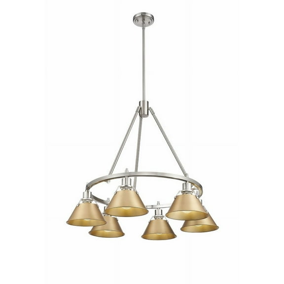 3306-6 PW-BCB Golden Lighting Orwell - 6 Light Chandelier-20.38 Inches Tall and 29 Inches Wide-Pewter Finish-Brushed Champagne Bronze Shade Color