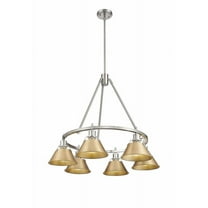 3306-6 PW-BCB Golden Lighting Orwell - 6 Light Chandelier-20.38 Inches Tall and 29 Inches Wide-Pewter Finish-Brushed Champagne Bronze Shade Color