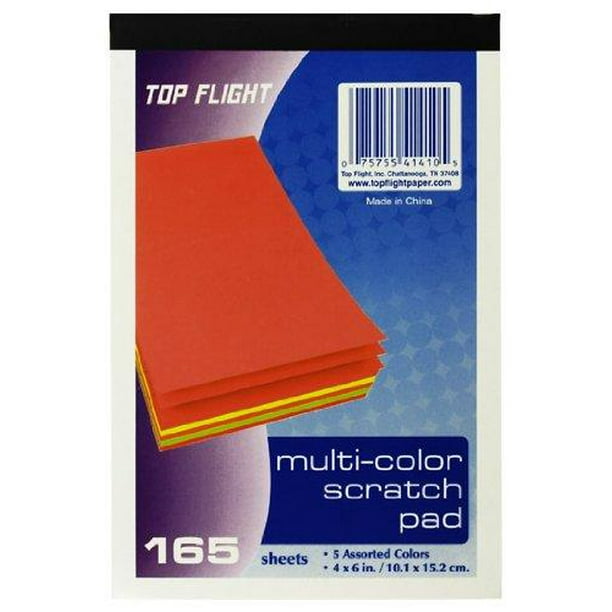 Top Flight Scratch Pads, 4 x 6 Inches, MultiColored Paper, 165 Sheets
