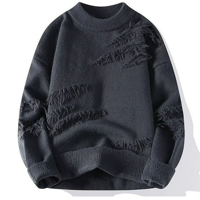 Pisexur Chandails Hommes Doux et Confortables Chandails d'Automne Chandail d'Hiver Décontracté Mode à Blocs de Couleur Manches Longues Col Rond Gris, TG