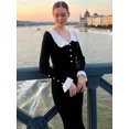 thumbnail image 5 of TARUXY-Vestidos largos con volantes de cintura alta para mujer, vestido largo ajustado de punto para otoño e invierno, vestido Vintage para mujer, Retro elegante, 5 of 5