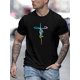 thumbnail image 1 of Cross Print Men's Trendy Street Style T-shirts, Casual Graphic Tee, Short Sleeve Round Neck Sports Tops, Men's Clothing For Outdoor Activities Summer, 1 of 5