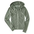 thumbnail image 1 of Aeropostale Sudadera con capucha Heathered FZ para mujer, verde, XS Aeropostale Sudadera, 1 of 1