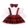 thumbnail image 1 of MesaSe Noël Enfants Bébé Fille 3PCS Vêtements Ensemble Dentelle Solide Tops Plaid Robe Tenue Rouge 1-2 Ans, 1 of 8