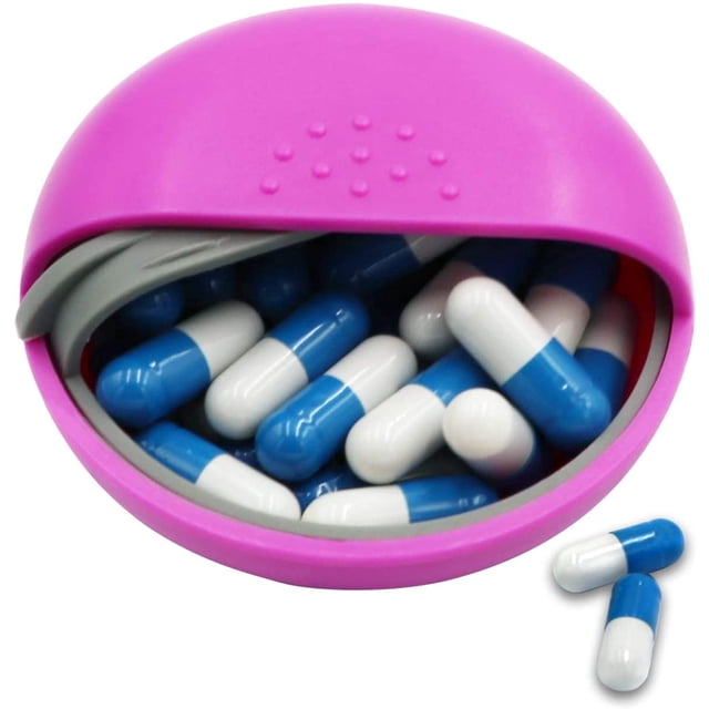 Pastillero decorativo de tamaño lindo para bolso con cierre, estuche diario pequeño (púrpura, 3)
