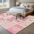 thumbnail image 4 of 5'x7' Area Rugs, Valentine's Day Indoor Outdoor Area Rug for Living Room Bedroom, Pink Bows Vintage Plaid Romantic Roses Washable Bathroom Rugs Kitchen Floor Carpet Mats Home Decor Aesthetic, 4 of 8