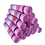12 Pink Yoga Mats Bulk Pack For Kids PE Classrooms Adults - Non Slip SGS Metal Lead Latex Free Easy To Clean Exercise Mat For Stretching Fitness Multi Use Purpose Set - Carrying Strap