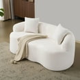 thumbnail image 4 of Living Room Sofas White Curved Loveseat Sofa with Round Armrest, Compression Couch with 2 Pillows, Cream Couch for Small Space, Living Room, Bedroom, No Assembly,Comfortable Sofas, 4 of 24