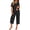 F-Black, variant on UVN Womens Pajama Sets Short Sleeve Button Down Tops and Capri Pants 2 Piece Outfit Soft Pjs Sleepwear Loungewear with Pockets
