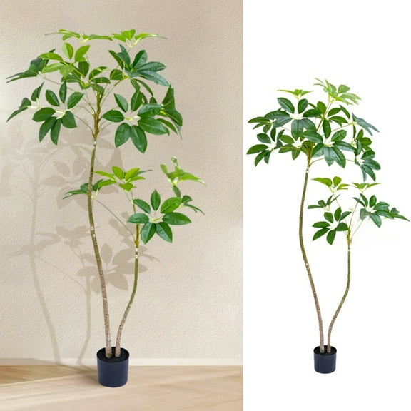 Artificial Umbrella For Indoor,Home 5.2FT/5.9FT Tall Fake Plants Artificial Plants With Planter, Umbrella Tree In Pot, PVC Fake Trees For Living Room Floor Greening Porch