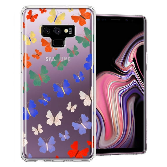 MUNDAZE For Samsung Galaxy Note 9 Colorful Butterflies Design Double Layer Phone Case Cover