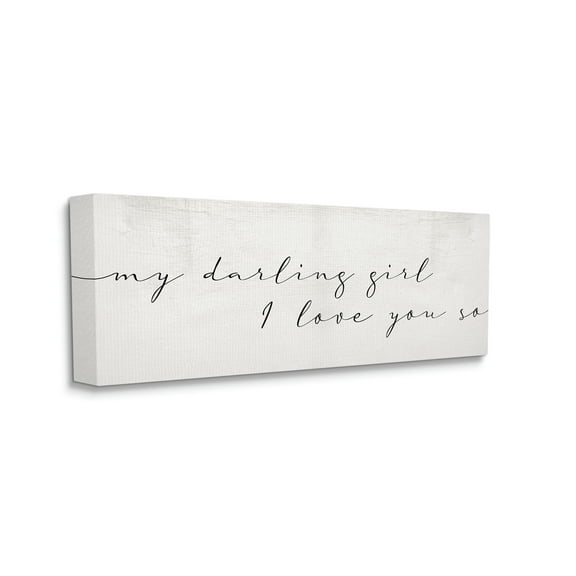 Stupell Industries Darling Girl I Love You So Sentiment Soft Typography, 10 x 24, Designed by Daphne Polselli