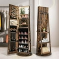 thumbnail image 1 of Costway 360° Swivel Jewelry Cabinet Organizer 3-Color LED Mirror with Built-in Lights Coffee, 1 of 10