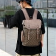 thumbnail image 2 of New Men's Leather Large Capacity Men & Women Trendy Plaid Backpack,45x15x30, 2 of 2