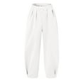 thumbnail image 3 of MIXUE Mens Cargo Pants Solid Color Male Casual Woven Wide Leg Pleated Pocket Drawstring Trouser Fashion Loose Trouser Sweatpants for Men Streetwear,White,XXL, 3 of 4
