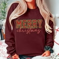 thumbnail image 5 of Wang6 Womens Whtie Graphic Sweatshirts Trendy Crew Neck Long Sleeve"Merry Christmas"Pullovers Casual Side Slit Hem Bow Tshirts Tops X_Wine M, 5 of 6