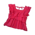 thumbnail image 3 of LEKWK Girls Gingham Top Toddler Tiered Ruffle Cap Sleeve Cute Tank Tops Square Neck Tie Back Babydoll Shirts Kids Summer Back to School Outfits Size 3-10Y, 3 of 7