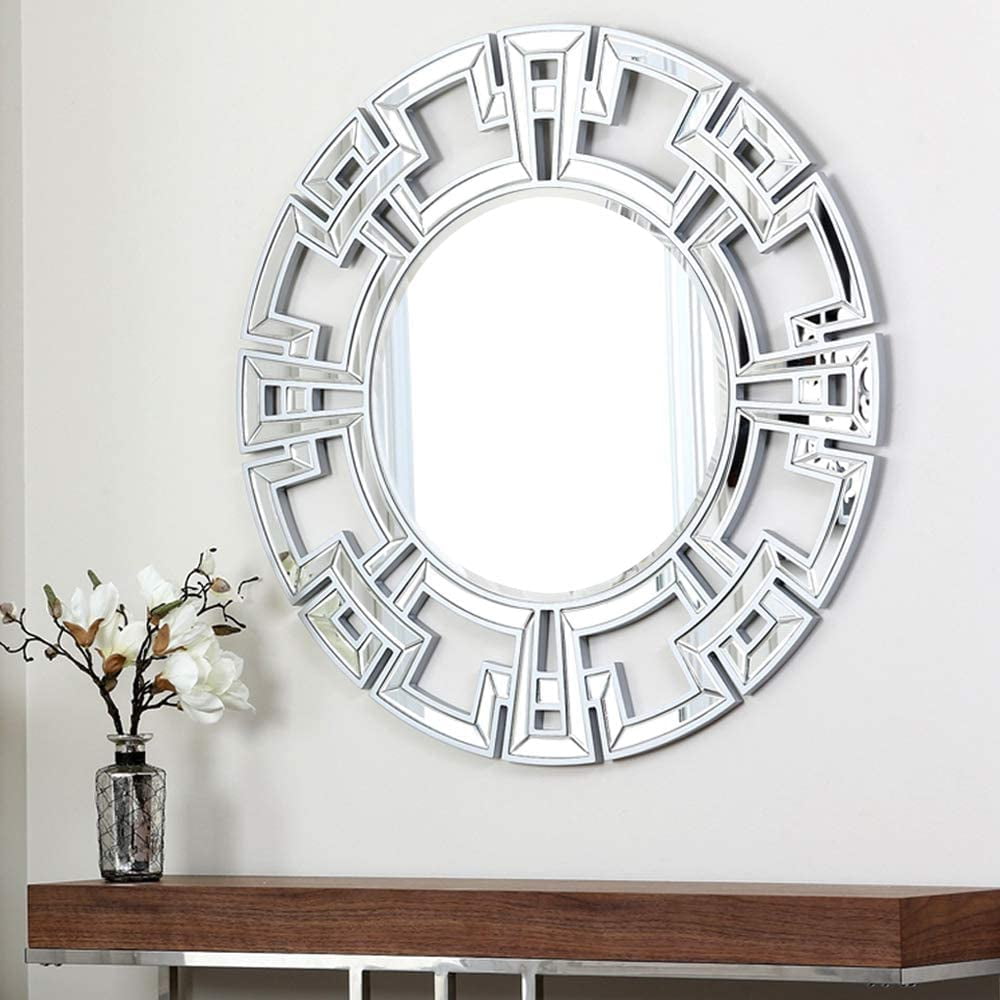 Large Decorative Mirror, 32'' Round Mirror Wall Decor with Beveled