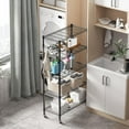 thumbnail image 5 of 5 Tier Wire Shelving Unit on Wheels, Adjustable Storage Racks and Shelving, Heavy Duty Rolling Metal Shelves with Side Hooks for Laundry Bathroom Kitchen Garage Pantry Organization, Black, 5 of 10