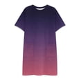 thumbnail image 6 of Women's Summer Ombre Gradient T Shirt Dress Knee Length Crew Neck Short Sleeve Casual Loose Fit Straight Dress with Pockets Lightweight Breathable Travel Beach Dress, 6 of 6