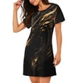thumbnail image 2 of Picia Black And Gold Fire Dragon Pattern Women’s Nightdress – Casual Short-sleeved Loose-Fit Sleepwear, Soft Cotton Short-Sleeve Sleep Shirt for Relaxation & Comfort, 2 of 6