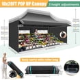 thumbnail image 2 of COBIZI 10x20 Pop Up Canopy - Heavy Duty Waterproof Tent with Extended Awning,UPF 50+, Instant Set up for Outdoor Events, Weddings & Parties,Includes Roller Bag,Black, 2 of 10