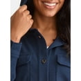 thumbnail image 4 of Time and Tru Women's and Women's Plus Ribbed Shirt Jacket with Hood, Sizes XS-4X, 4 of 5