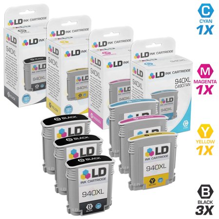 LD Products Remanufactured Replacements for 940XL/940 6 Pack High Yield Cartridges
