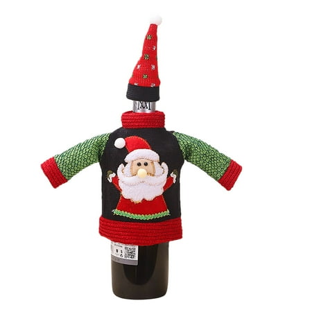 

Kitchen-Assistant! Motao Clearance Knitted Wool Creative Wine Bottle Set Christmas Decoration Restaurant Wine Bottle Covers