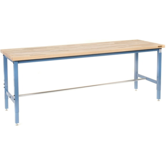 Production Workbench - Maple Butcher Block Square Edge - Blue, 96"W x 30"D