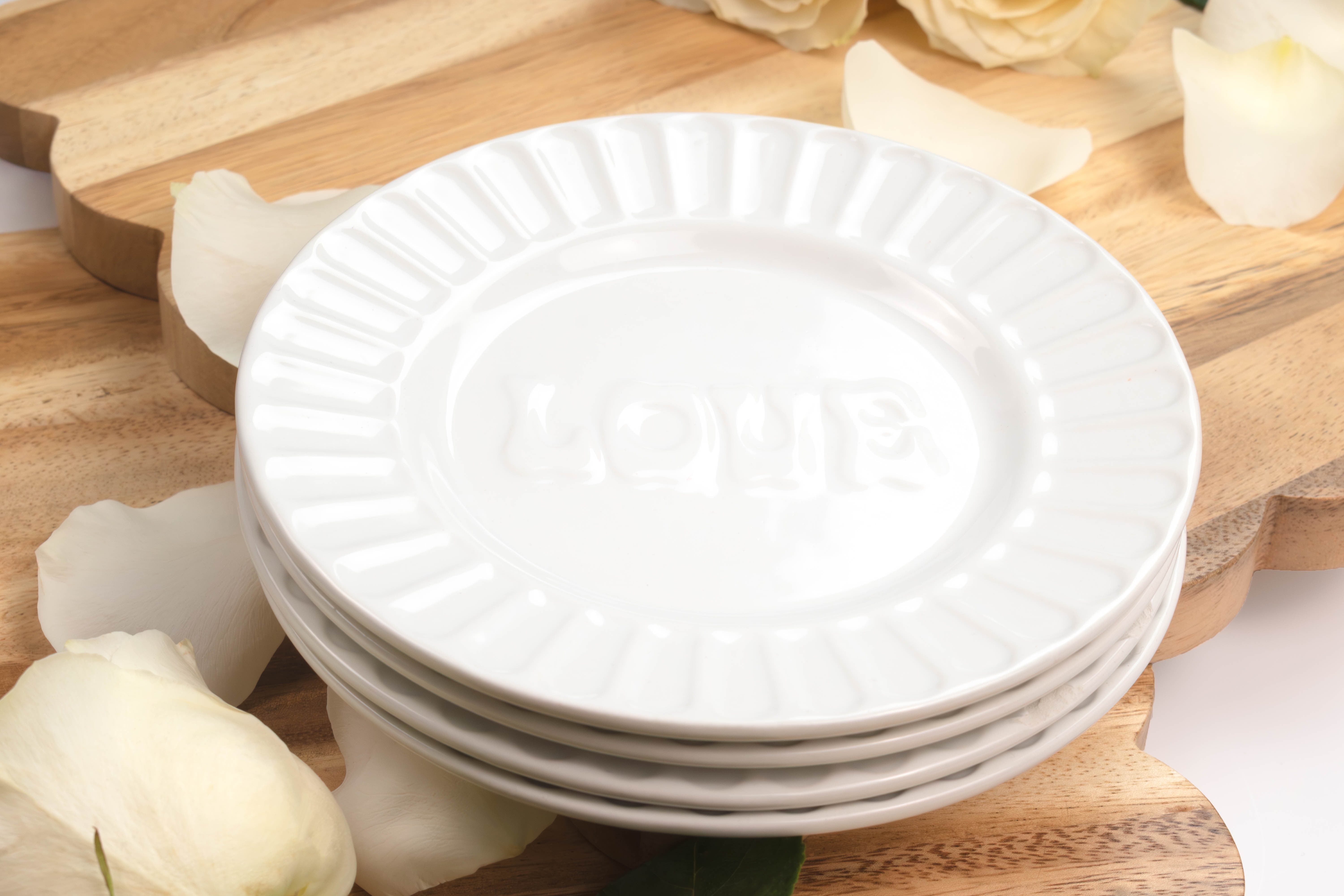 Way to Celebrate 4pk White Ceramic Appetizer Plates