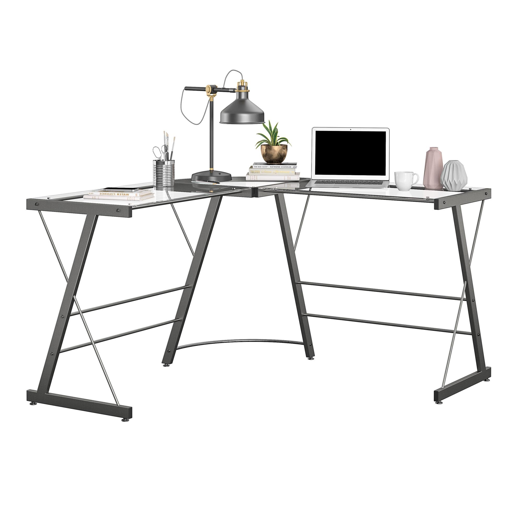 Ameriwood home aden 2024 l glass desk