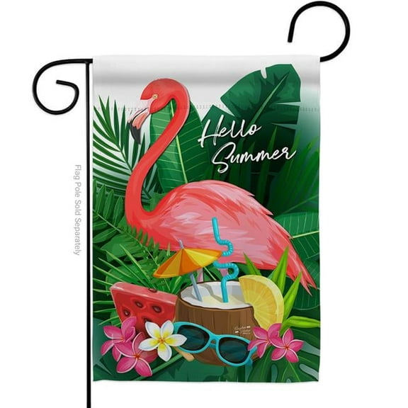 Angeleno Heritage G135371-BO Flamingo Summer Summertime Tropical 13 x 18.5 in. Double-Sided Decorative Vertical Garden Flags for House Decoration Banner Yard Gift
