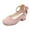 Pink, variant on Girl's Mary Jane Shoes Chunky Block Heel Round Toe Office Work Church Pumps Suede Bow Ankle Buckle Strap Breathable Comfortable Shoes Red 7.5-8Years