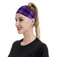 thumbnail image 3 of Daiia Purple Buffalo Plaid printed Men's Performance Headband,Sports Headbands,Moisture Wicking Workout Headband, 3 of 9