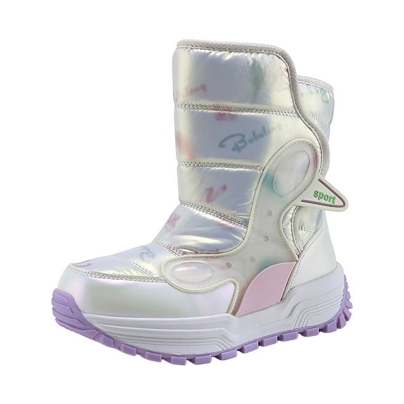 Gibobby Girls Boys Glitter Ankle Boots Side Zipper Combat Shoes with Buckles Toddler/Little Kid/Big Kid,White,11-11.5 Y